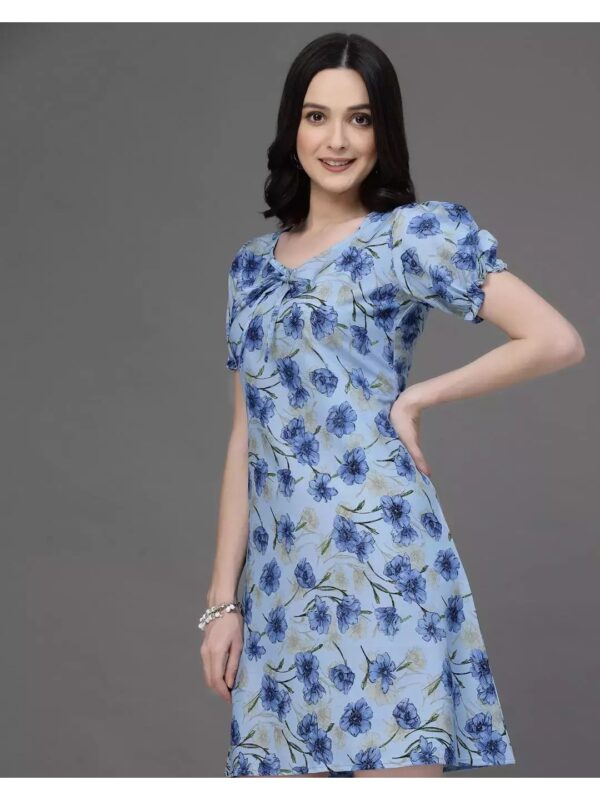 Floral Shift Dress with Puff Sleeves for Women