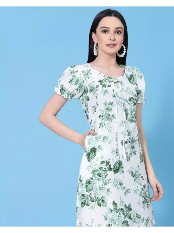 Floral Shift Dress with Puff Sleeves for Women