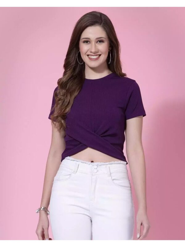 Solid Twist Crop Top for Women