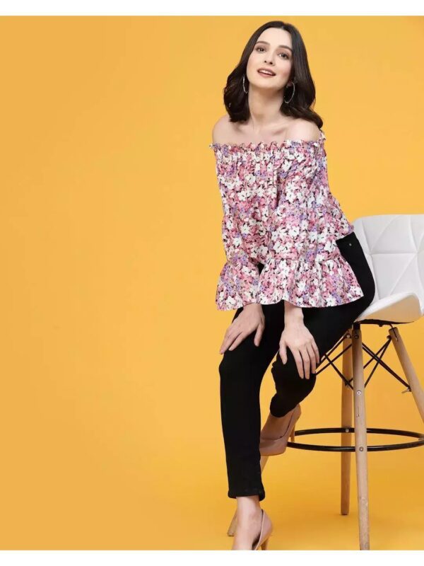 Oversized Printed Off-Shoulder Top for Women