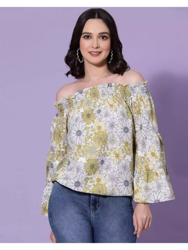 Oversized Printed Off-Shoulder Top for Women
