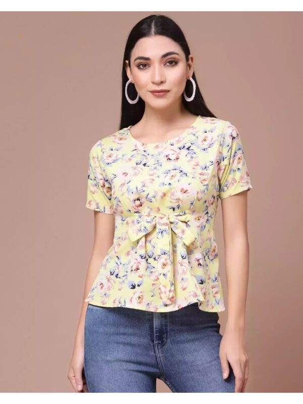 Printed V-neck Peplum Top for Women
