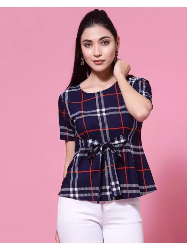 Printed V-neck Peplum Top for Women