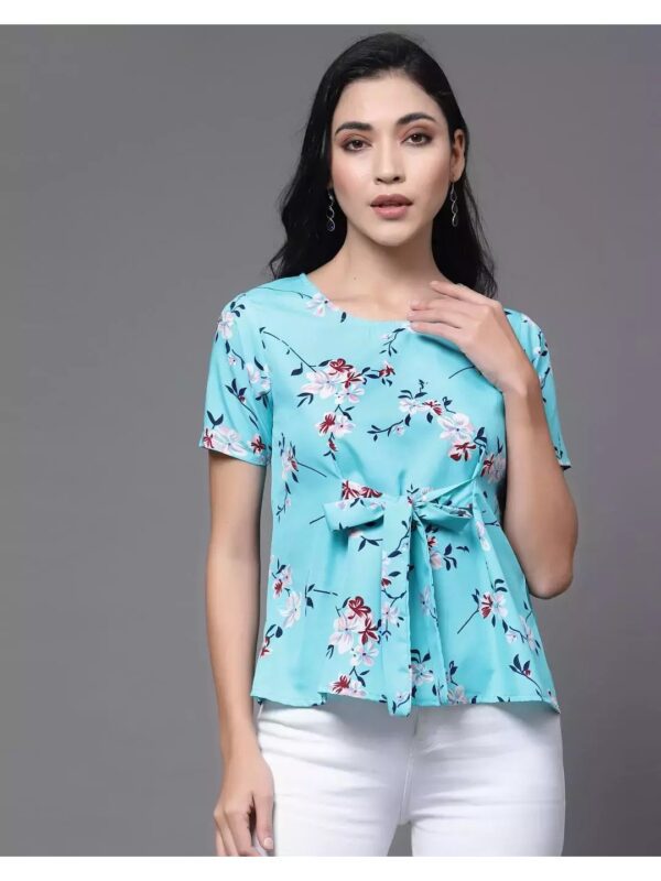 Printed V-neck Peplum Top for Women