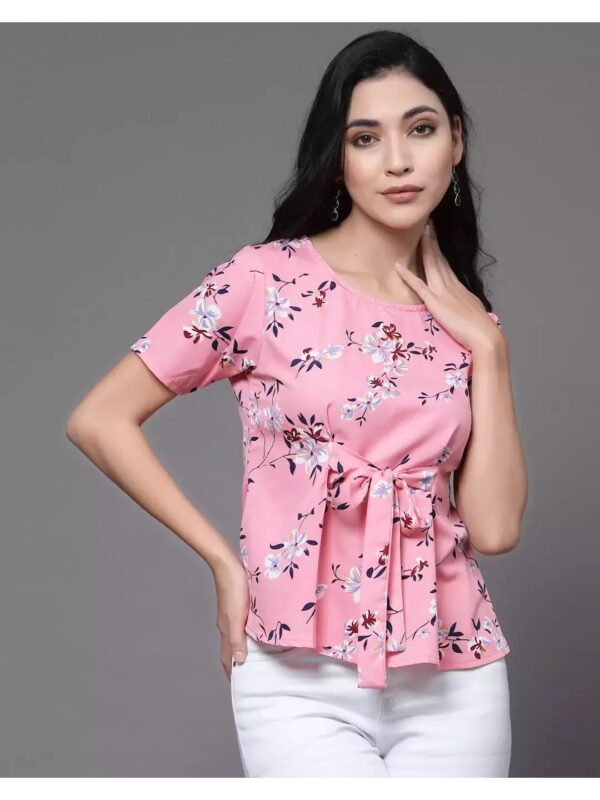 Printed V-neck Peplum Top for Women