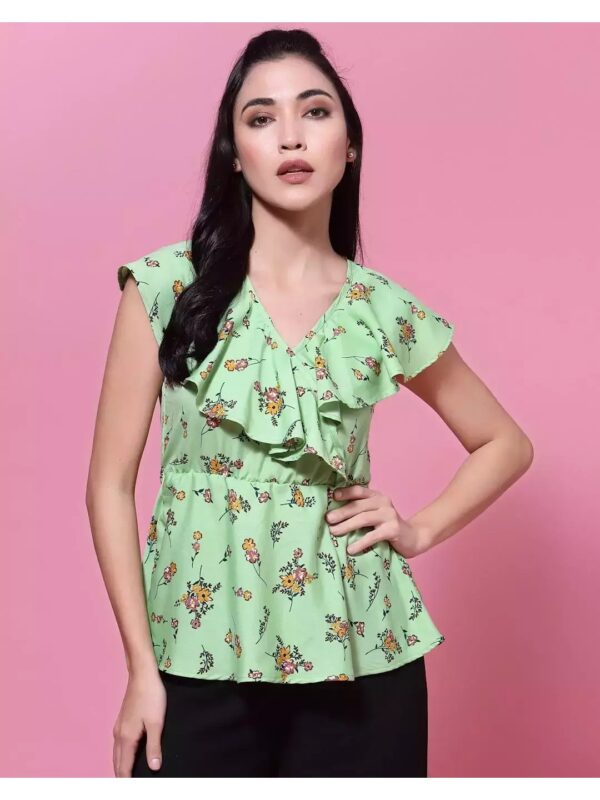Printed Flared Top with Ruffles for Women