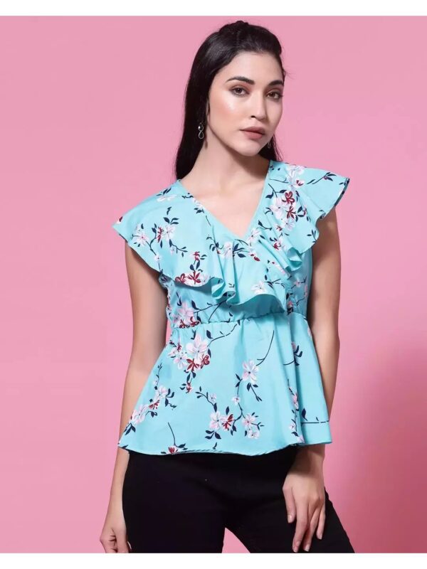 Printed Flared Top with Ruffles for Women