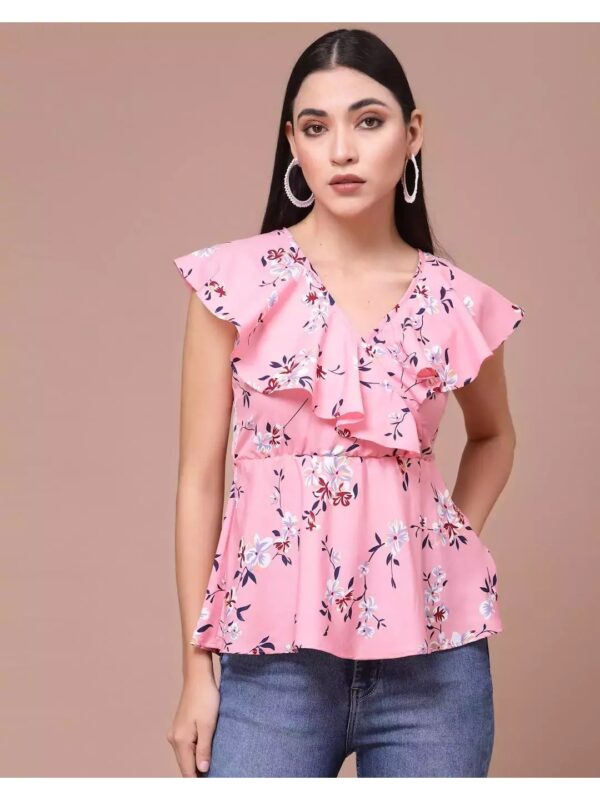 Printed Flared Top with Ruffles for Women