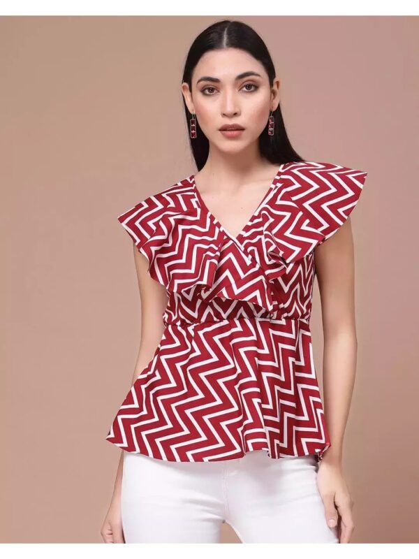 Printed Flared Top with Ruffles for Women