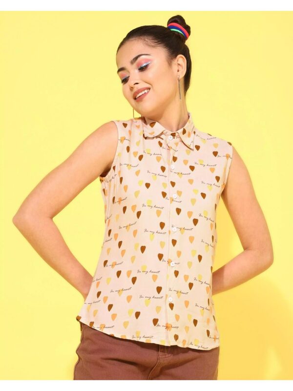 Printed Sleeveless Shirt for Women