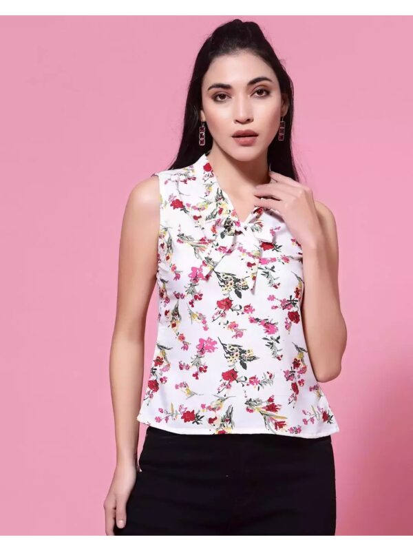 Sleeveless Printed Tie-Front Top for Women
