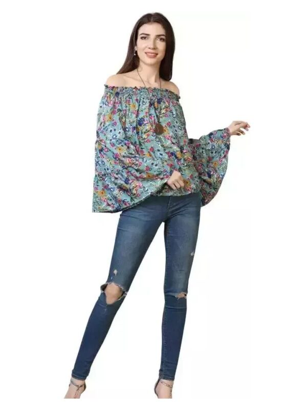 Printed Oversized Off-Shoulder Top for Women