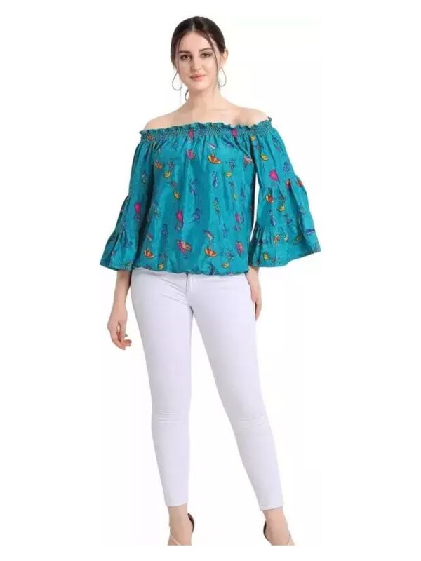 Printed Oversized Off-Shoulder Top for Women
