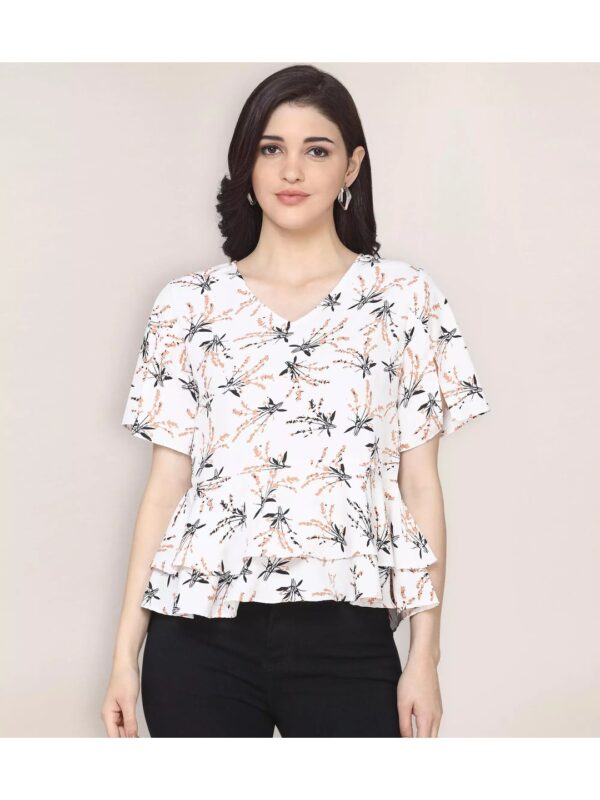 Printed Peplum Top with Ruffles for Women