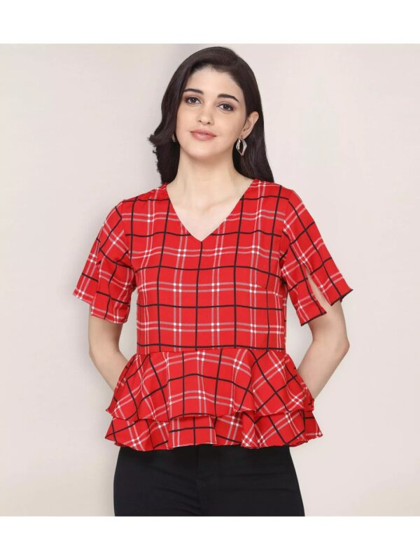 Printed Peplum Top with Ruffles for Women
