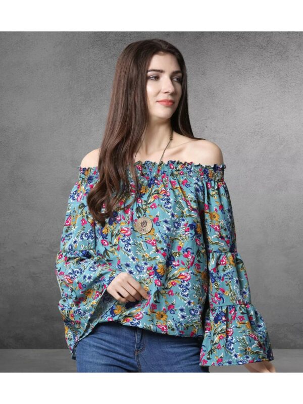 Printed Oversized Off-Shoulder Top for Women