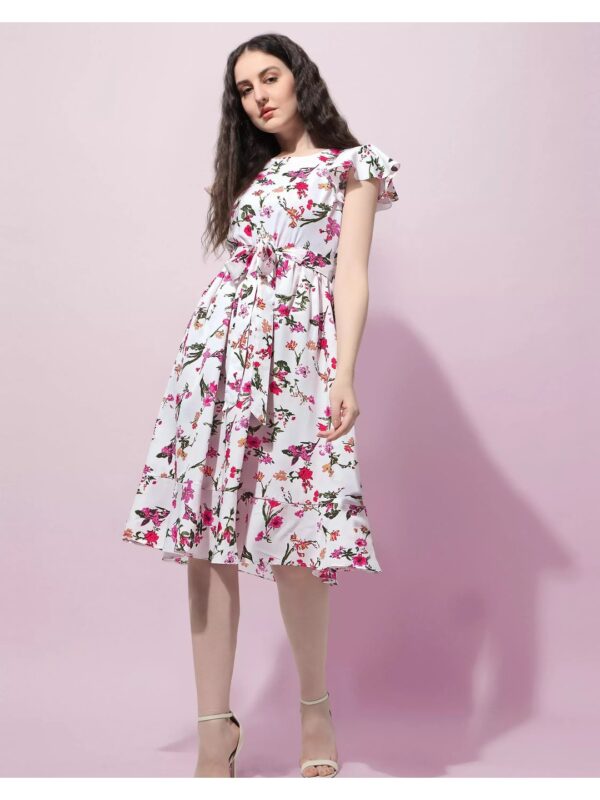 Printed Tie-up Midi Dress for Women