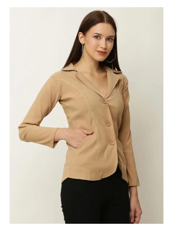 Solid Single-Breasted Casual Blazer for Women