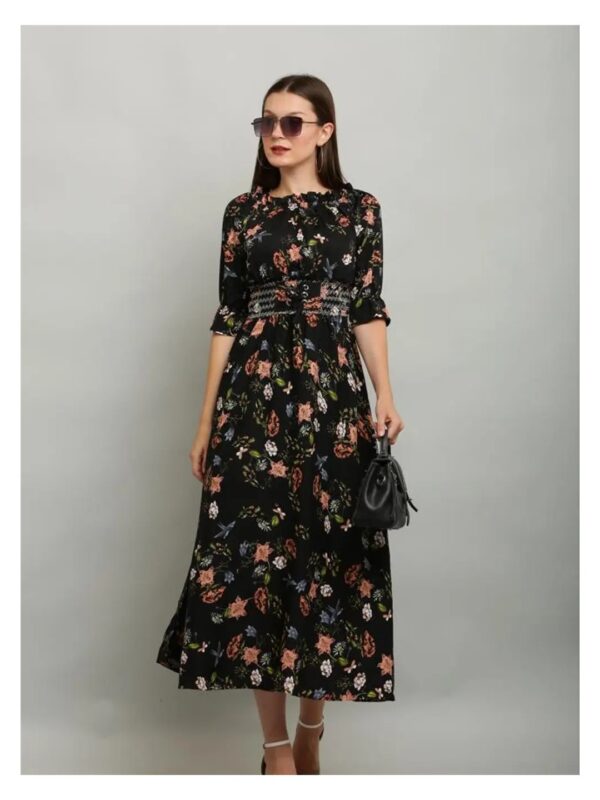Pink Floral Off-Shoulder A-line Maxi Dress for Women