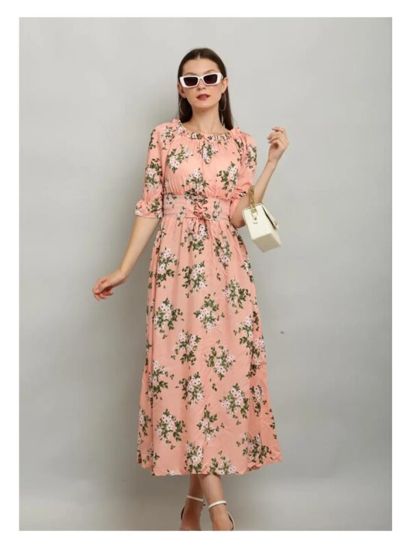 Cream Floral Off-Shoulder A-line Maxi Dress for Women