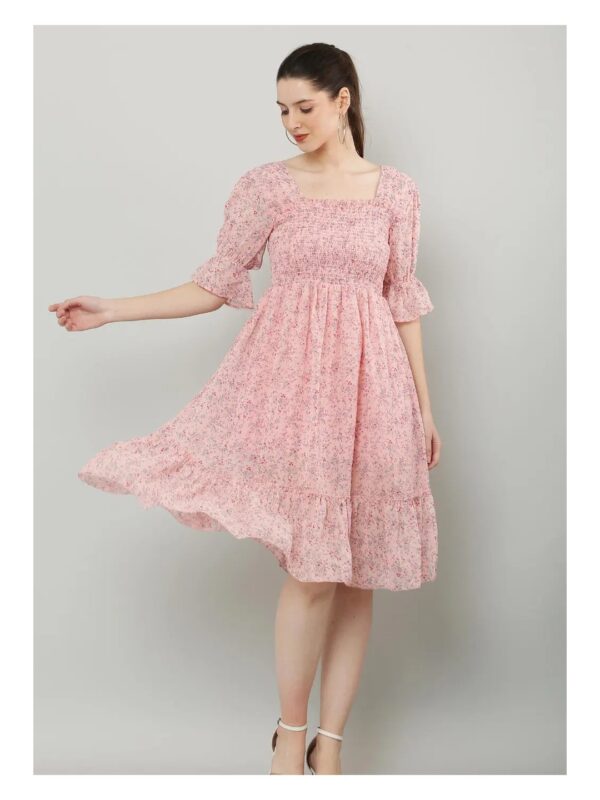 Floral Smocked Ruffle Midi Dress for Women