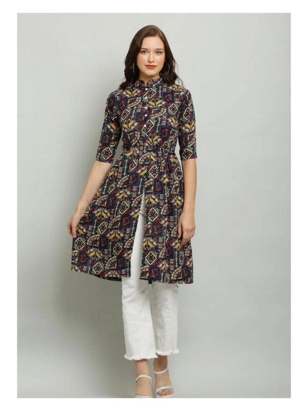 Black Ethnic Motifs Printed Shirt Kurta for Women