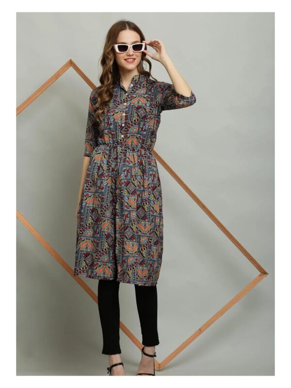 Black Indian Ethnic Motifs Printed Shirt Kurta for Women
