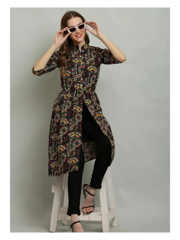 Black Indian Ethnic Motifs Shirt Kurta for Women