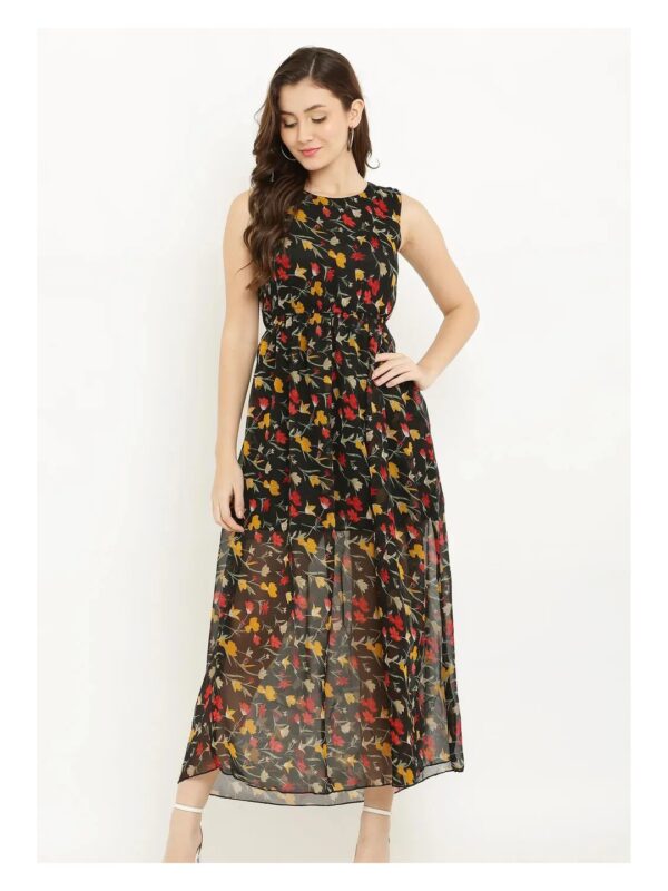 Black Floral Maxi Dress for Women
