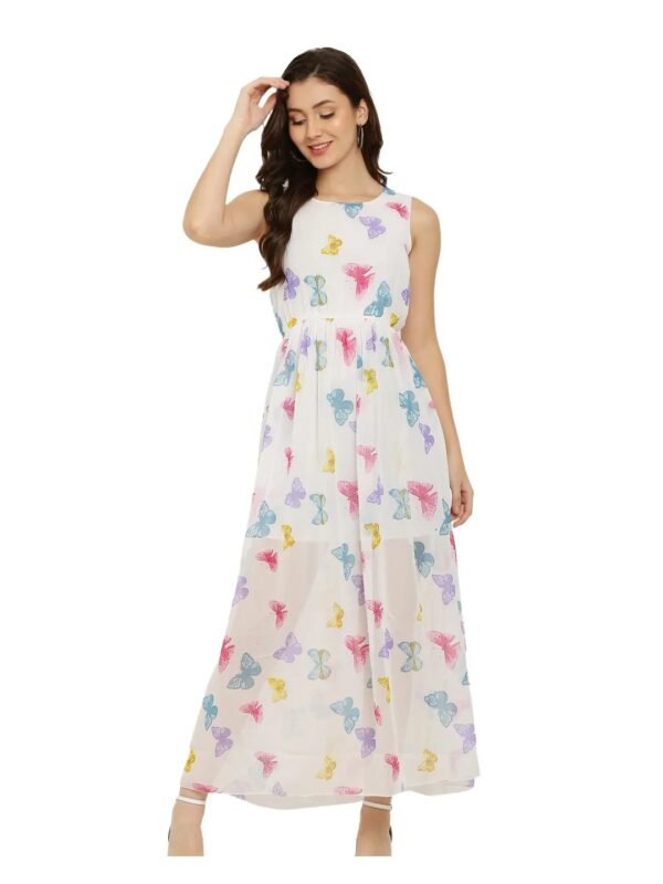 White Floral Maxi Dress for Women
