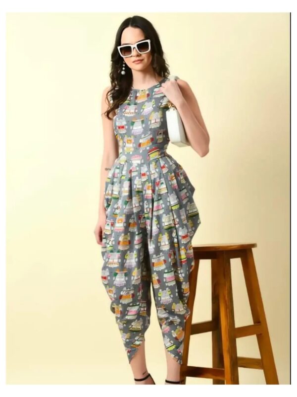 Owl Printed Dhoti Pants Jumpsuit for Women
