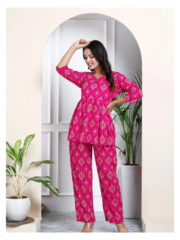 Ethnic Printed Peplum Tunic Co-ord Set for Women