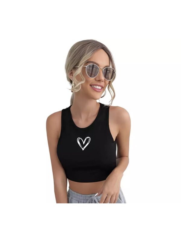 Cute Heart Printed Cropped Tank Top for Women