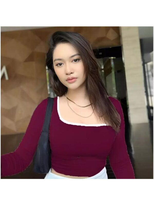 Solid Long Sleeves Crop Top for Women