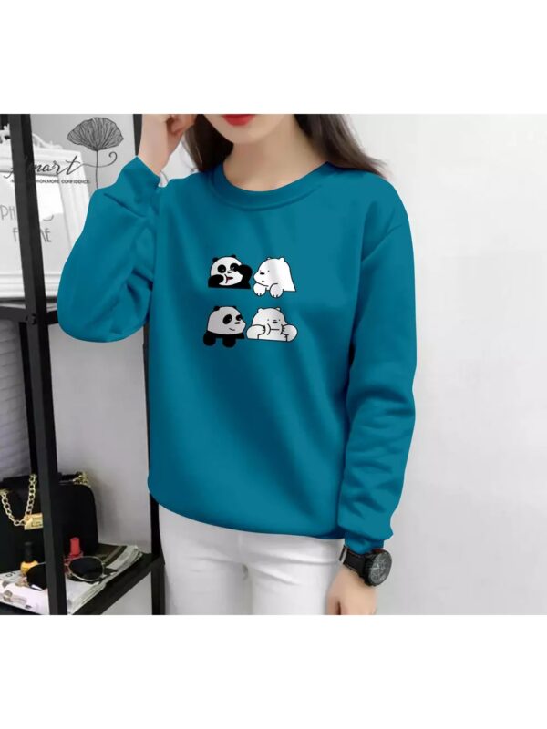 Cute Panda Graphics Print Sweatshirt for Women