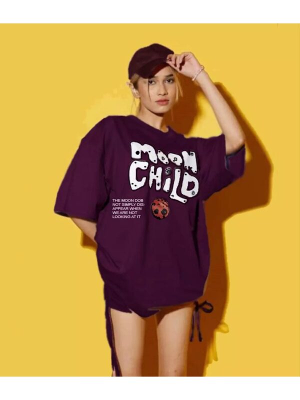 Moon Child Typography Oversized T-shirt for Women