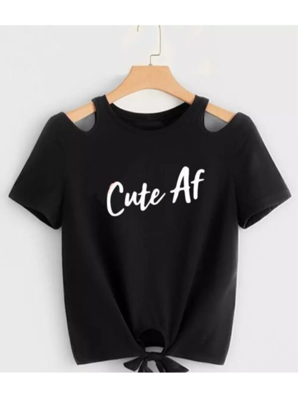 Printed Cold-Shoulder Front Tie-Up Crop Top for Women