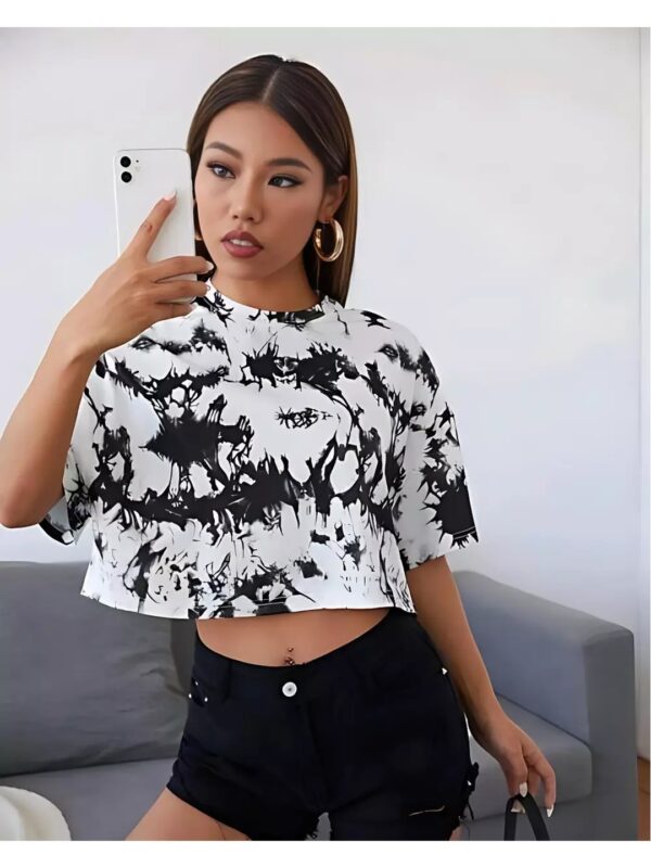 Abstract Print Crop Top for Women