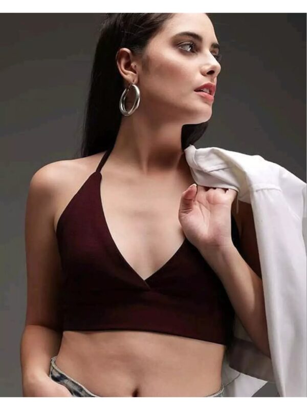 Solid Halter Neck Bralette Top for Women