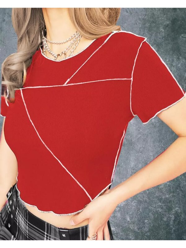 Contrast Frill Crop Top for Women