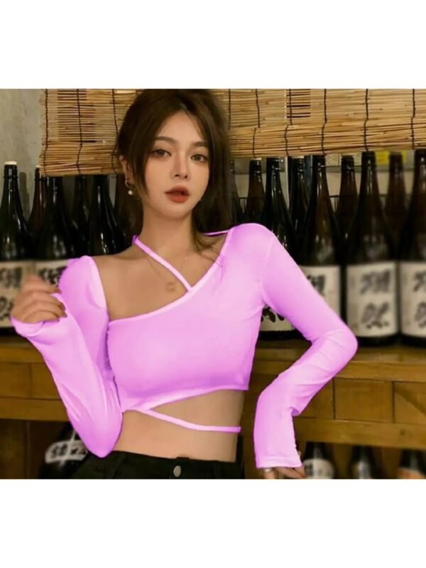 Solid Asymmetric Dori Crop Top for Women
