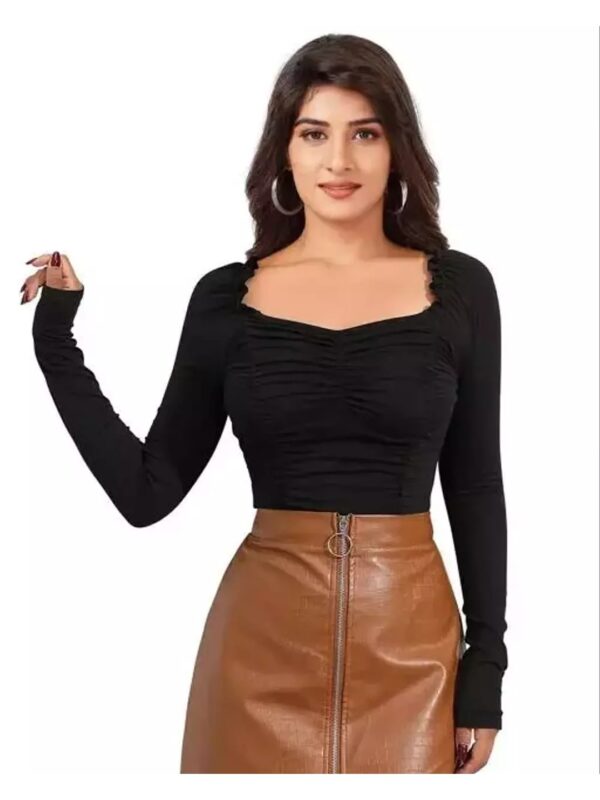 Solid Sweetheart Neck Bodycon Top for Women