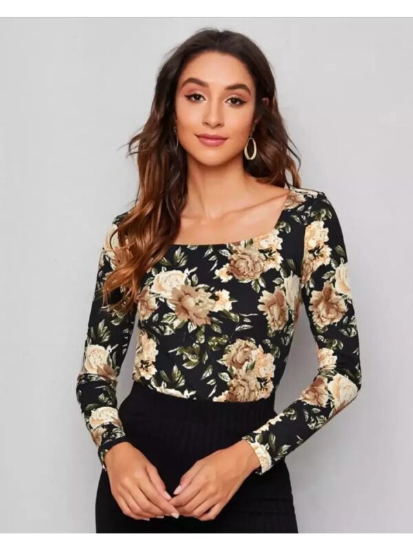 Floral Long Sleeve Bodycon Top for Women