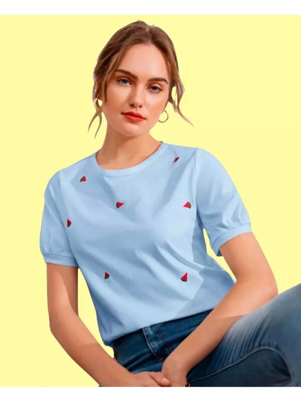 Watermelon Printed Round Neck Regular T-shirt for Women