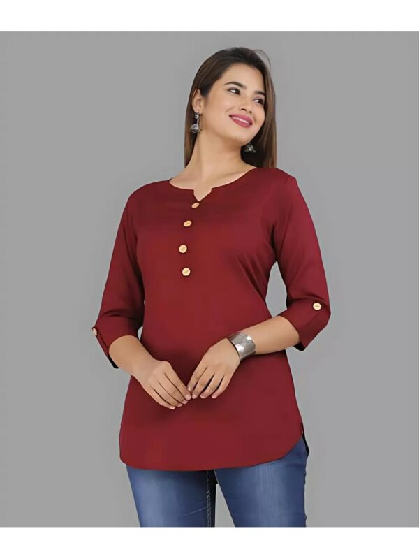 Solid Buttoned Tunic Top for Women
