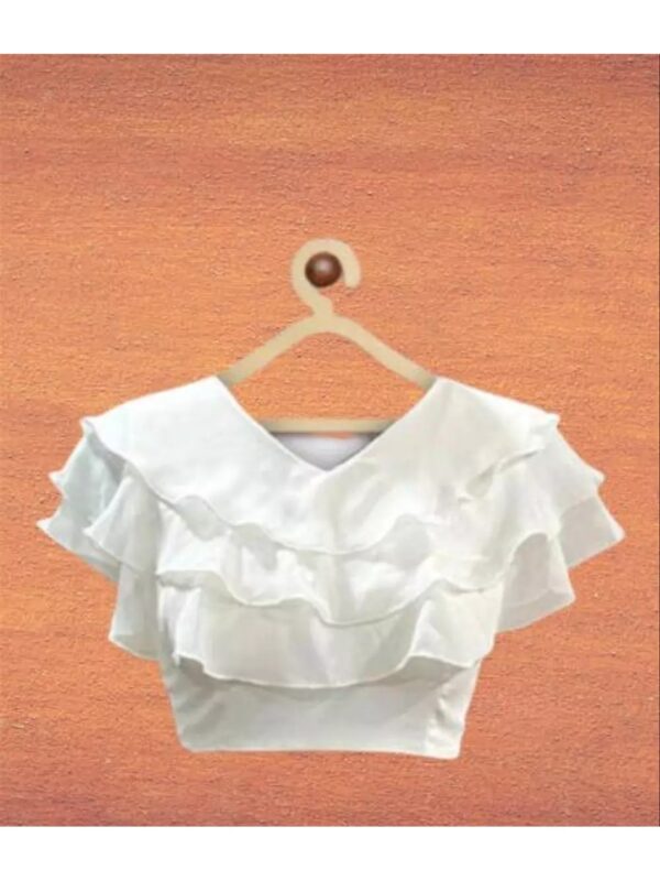 Solid V-neck Ruffle Crop Top for Women