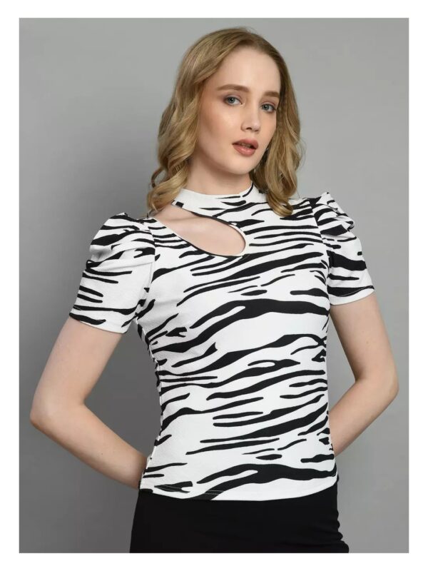 Zebra Printed Cut-out Regular Top for Women
