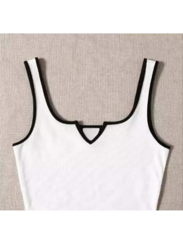 Contrast Split Neck Tank Top for Women