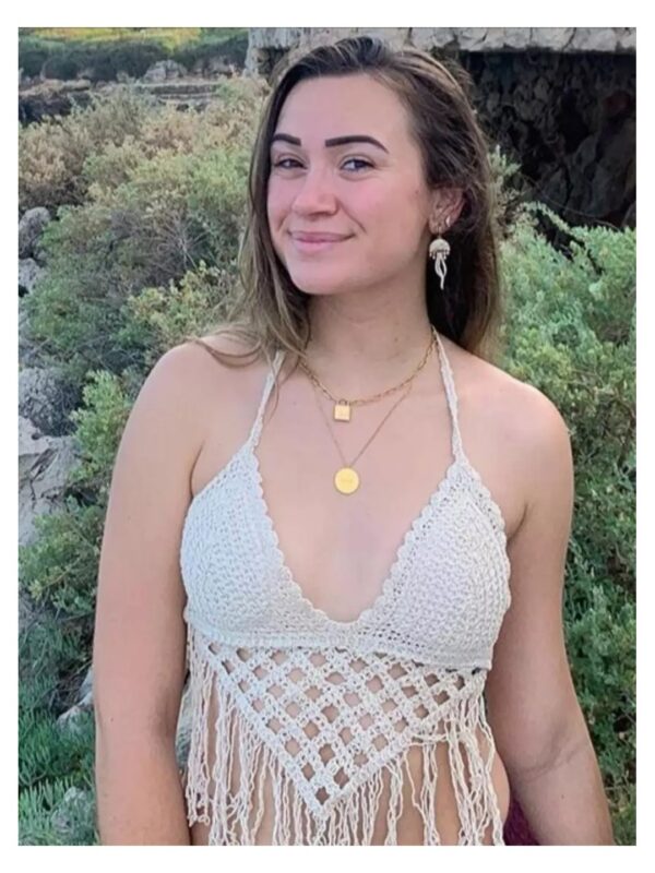 Solid Crochet Halter Neck Bralette Top for Women