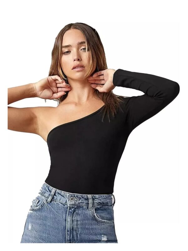 Solid One-Shoulder Bodycon Top for Women